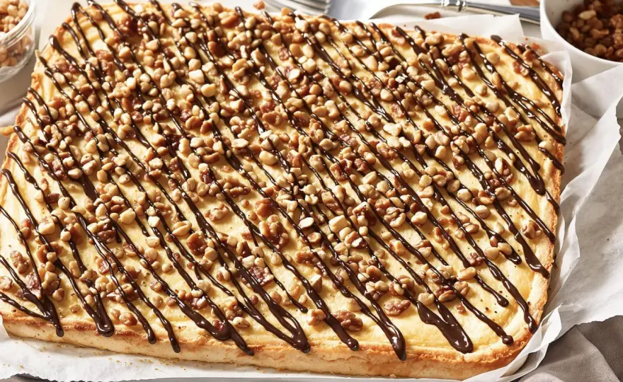 Friss-dich-dumm-Kuchen vom Blech mit Vanillepudding