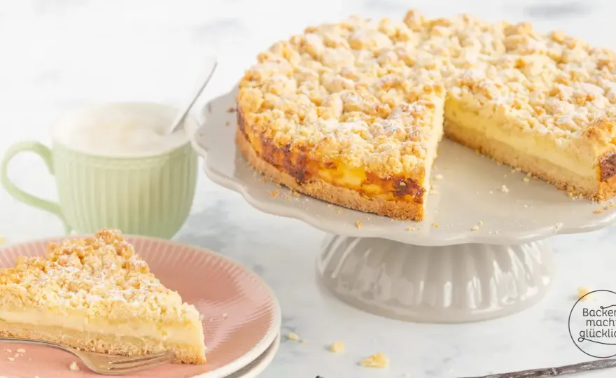 Streuselkuchen mit Pudding - cremig, knusprig und schnittfest